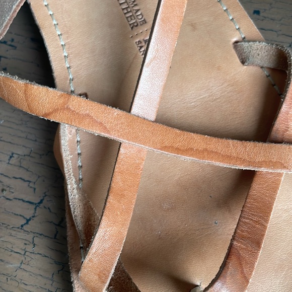 Handmade Leather Sandals Strappy Flat Tan Size 37 Women’s Greece - Picture 3 of 6